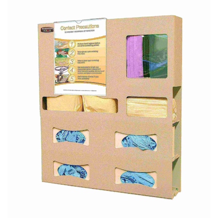 Protective Wear Isolation Bundle 4" Quad Glove Holds Gowns, Coveralls, 4 Gloves, 1 mask, 1 Shield 4? Compliant Wall Mount or on Bowman Hanger 8.5x11" Signage Included Dims: 4.33?L x 23.38?W x 26.73?H